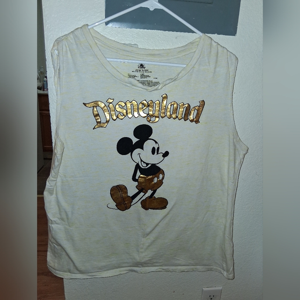 Disney Women's XL White and Gold Mickey Mouse Tank Top
